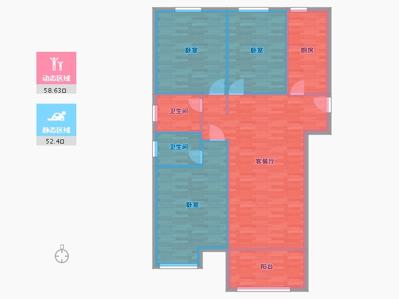 河南省-郑州市-正商智慧城C1户型128m²-102.23-户型库-动静分区