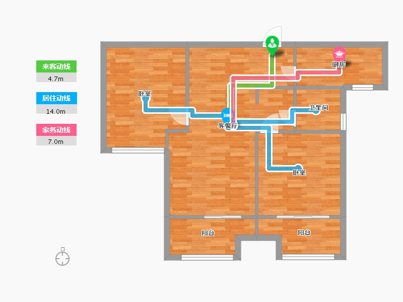 河南省-郑州市-正商智慧城A2户型92m²-74.20-户型库-动静线