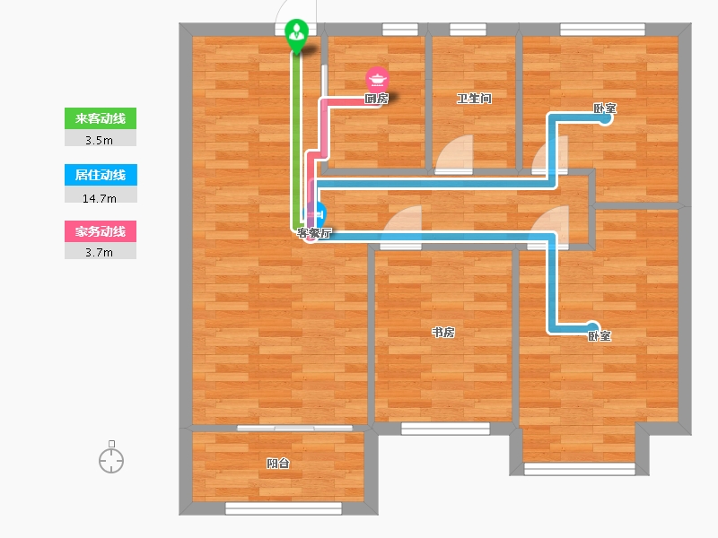 河南省-郑州市-正商智慧城C2户型89m²-71.00-户型库-动静线