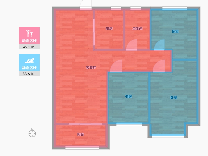 河南省-郑州市-正商智慧城C2户型89m²-71.00-户型库-动静分区