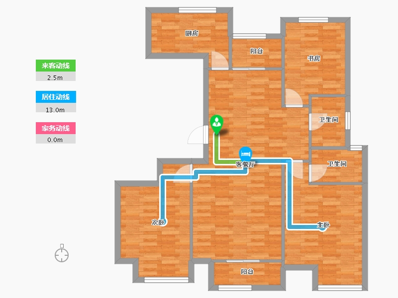 河南省-郑州市-浩创梧桐花语B户型118m²-94.84-户型库-动静线