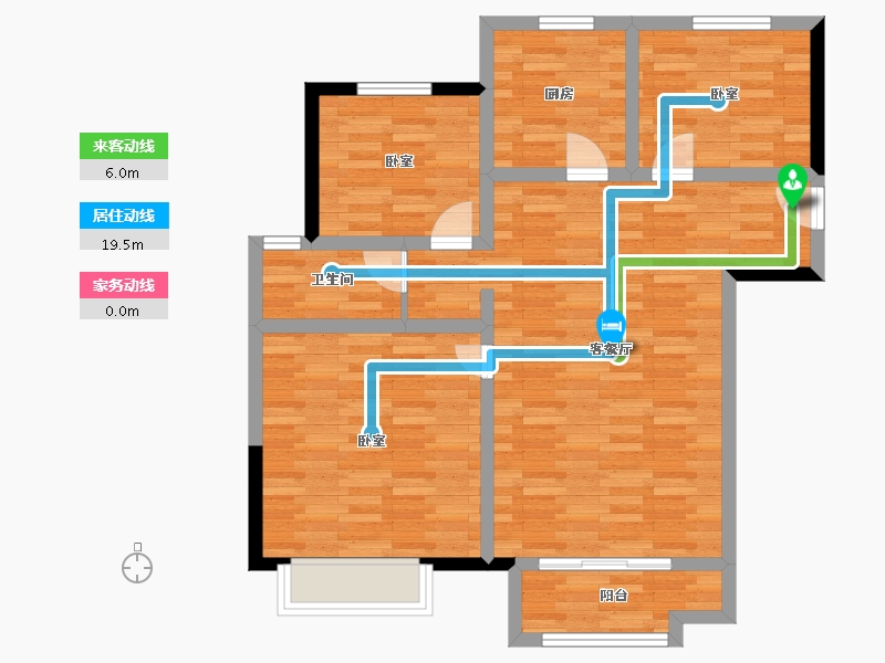 河南省-郑州市-康桥那云溪C1户型106m²-84.84-户型库-动静线