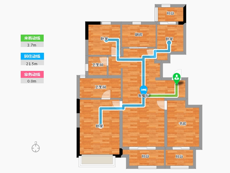 河南省-郑州市-康桥那云溪E1户型130m²-104.02-户型库-动静线