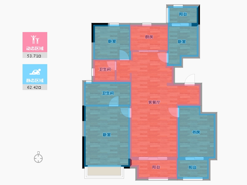 河南省-郑州市-康桥那云溪E1户型130m²-104.02-户型库-动静分区