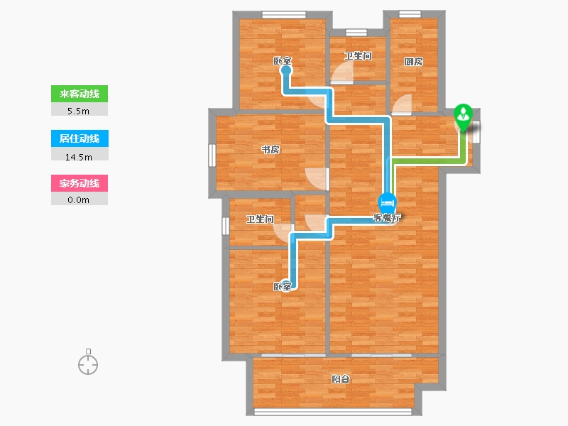 河南省-郑州市-浩创梧桐春晓C1户型118m²-94.13-户型库-动静线