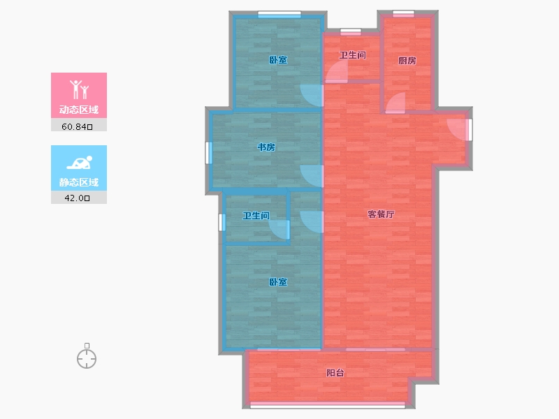 河南省-郑州市-浩创梧桐春晓C1户型118m²-94.13-户型库-动静分区