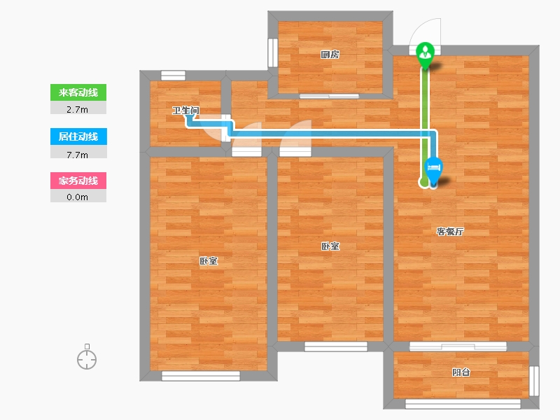 河南省-郑州市-嘉韵公园里7号楼87m²-69.00-户型库-动静线