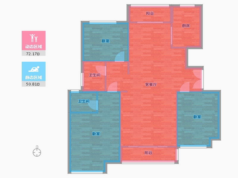 河南省-郑州市-嘉韵公园里8号楼M3户型137m²-113.13-户型库-动静分区