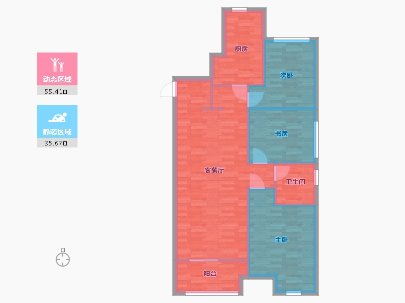 河南省-郑州市-鑫苑航美国际智慧城C户型103m²-82.85-户型库-动静分区