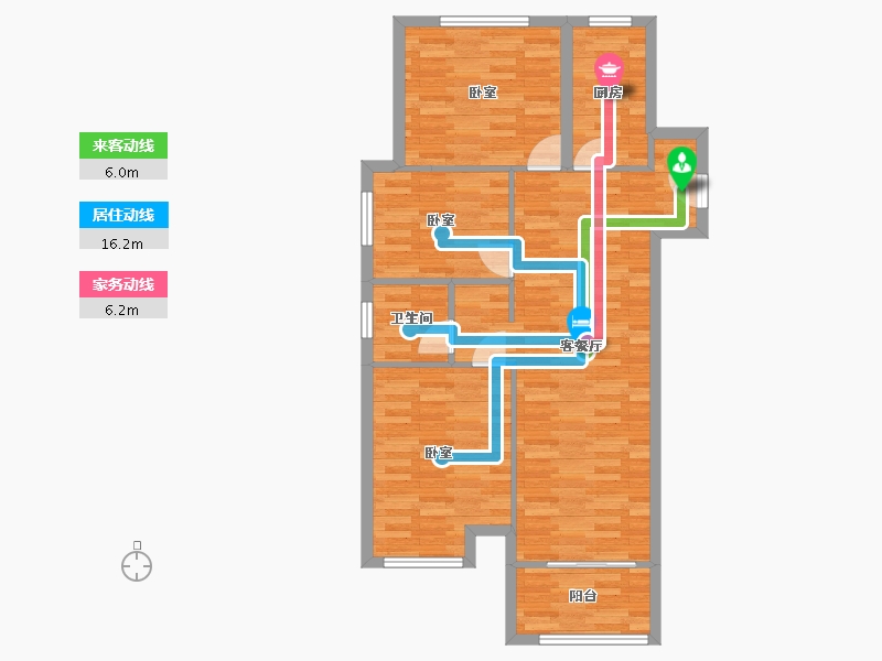 河南省-郑州市-鑫苑航美国际智慧城C1户型103m²-82.11-户型库-动静线