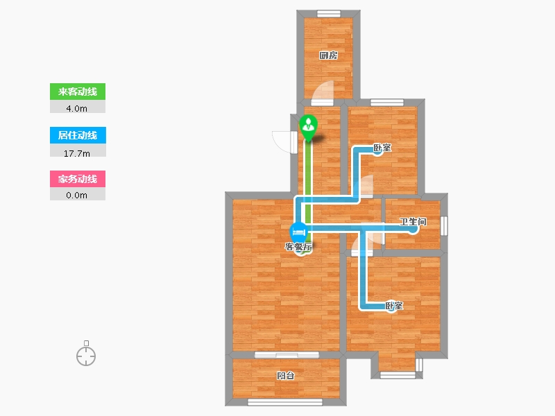 河南省-郑州市-鑫苑航美国际智慧城B2户型78m²-61.94-户型库-动静线