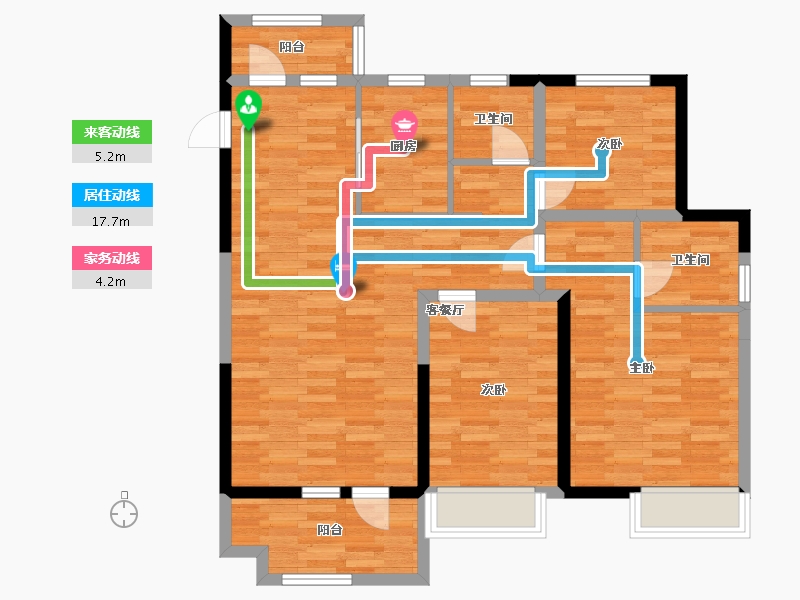 河南省-郑州市-远洋风景A1&A2户型115m²-92.01-户型库-动静线