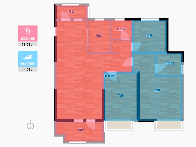 河南省-郑州市-远洋风景A1&A2户型115m²-92.01-户型库-动静分区