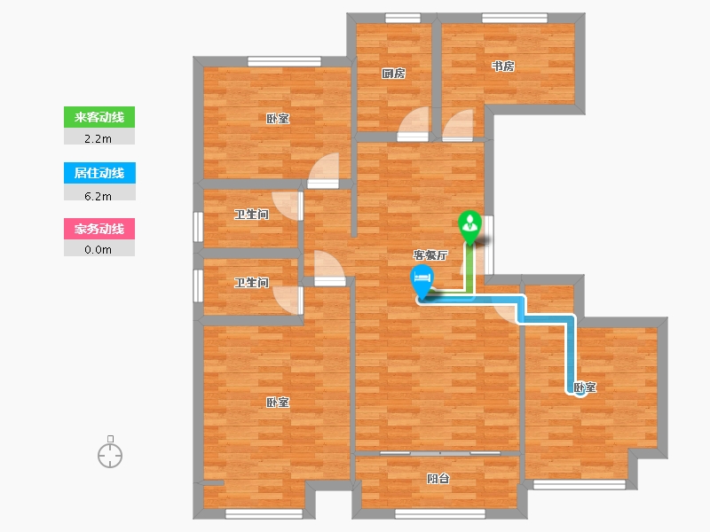 河南省-郑州市-浩创梧桐花语C3户型125m²-100.59-户型库-动静线