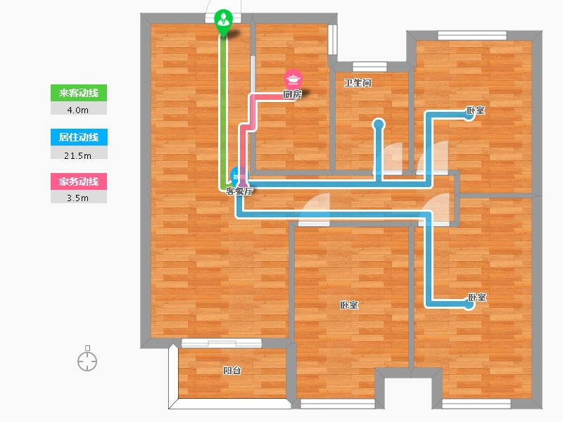 河南省-郑州市-浩创梧桐花语02&03户型100m²-80.91-户型库-动静线