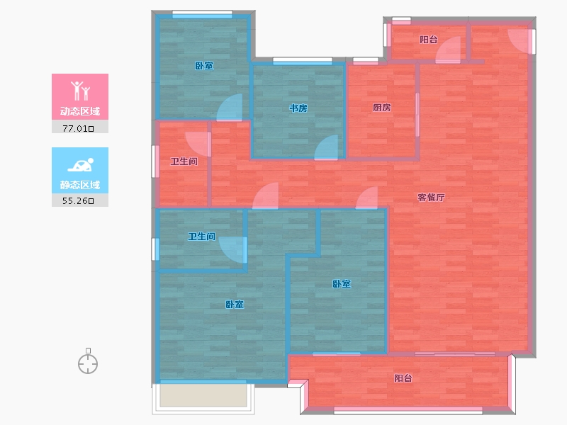 河南省-郑州市-金科御府御玠户型151m²-121.48-户型库-动静分区