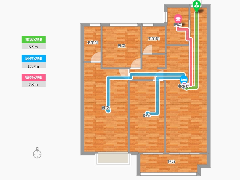 河南省-郑州市-金科御府御澜户型122m²-98.85-户型库-动静线