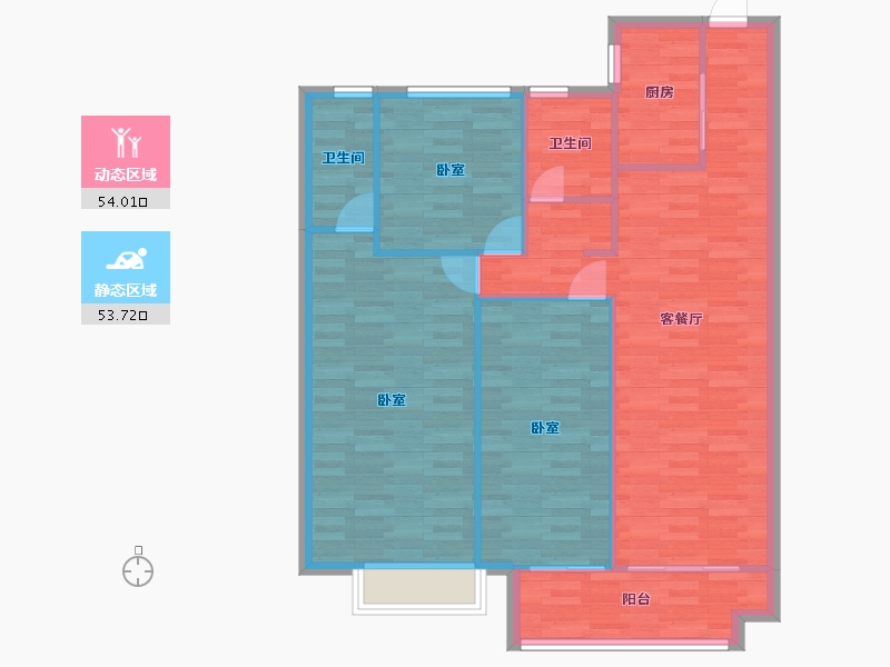 河南省-郑州市-金科御府御澜户型122m²-98.85-户型库-动静分区