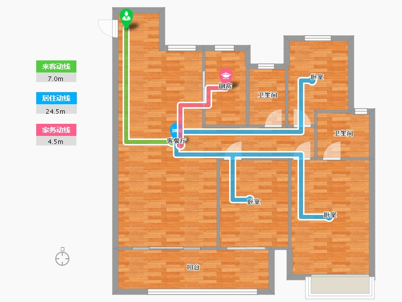 河南省-郑州市-金科御府御尊户型136m²-109.80-户型库-动静线