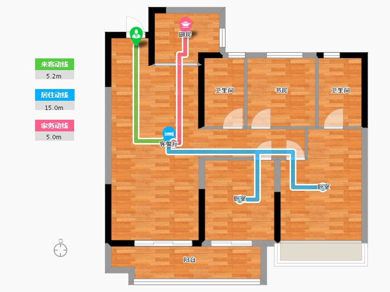 河南省-郑州市-金科御府天境户型116m²-93.02-户型库-动静线