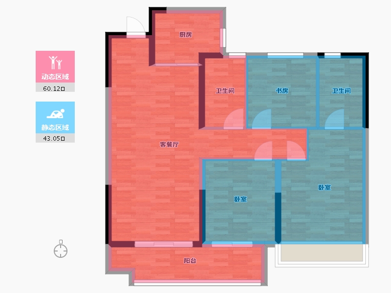 河南省-郑州市-金科御府天境户型116m²-93.02-户型库-动静分区