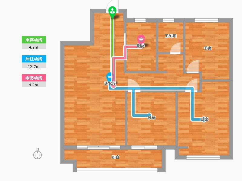 河南省-郑州市-金科御府天著户型109m²-88.73-户型库-动静线