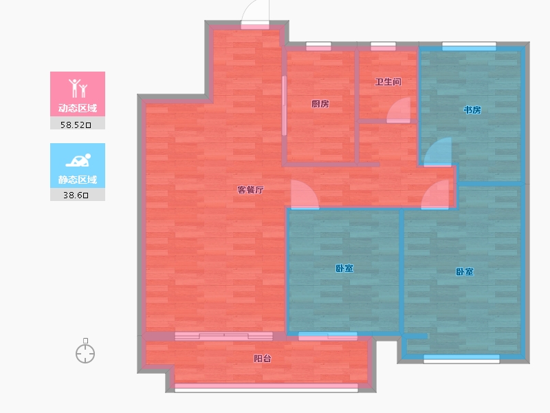 河南省-郑州市-金科御府天著户型109m²-88.73-户型库-动静分区