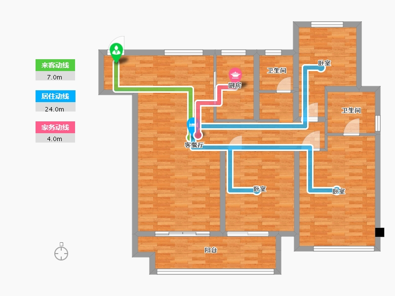 河南省-郑州市-金科御府天骄户型130m²-104.25-户型库-动静线