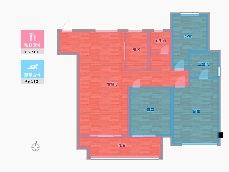 河南省-郑州市-金科御府天骄户型130m²-104.25-户型库-动静分区