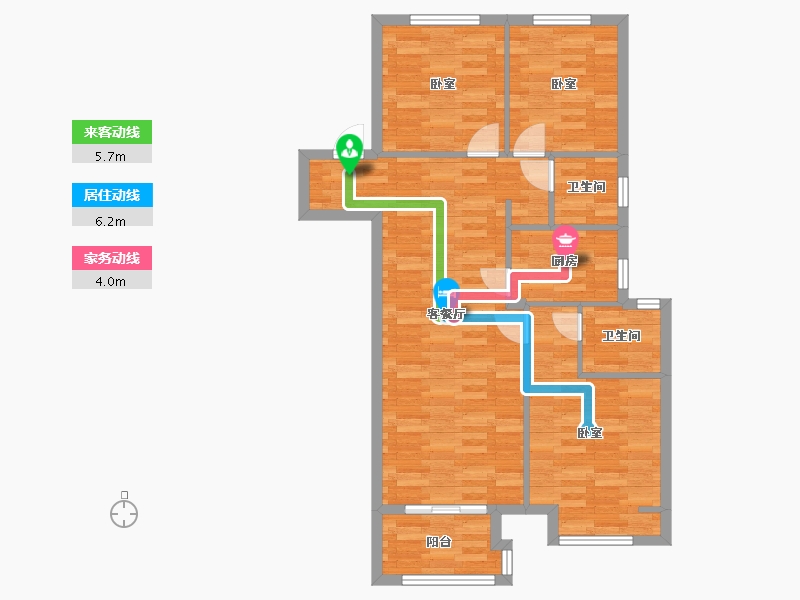 河南省-郑州市-郑州孔雀城C户型101m²-80.95-户型库-动静线