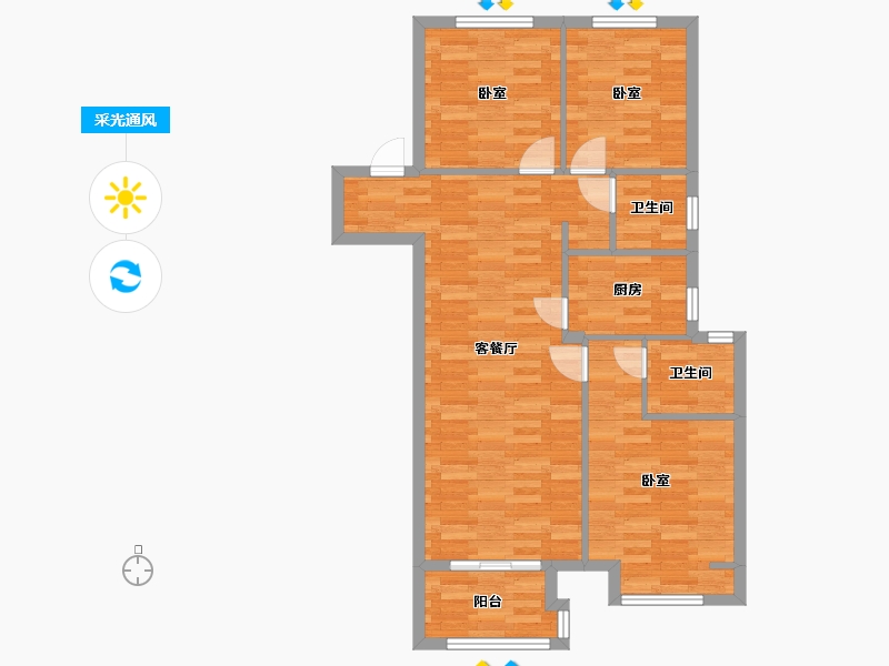 河南省-郑州市-郑州孔雀城C户型101m²-80.95-户型库-采光通风