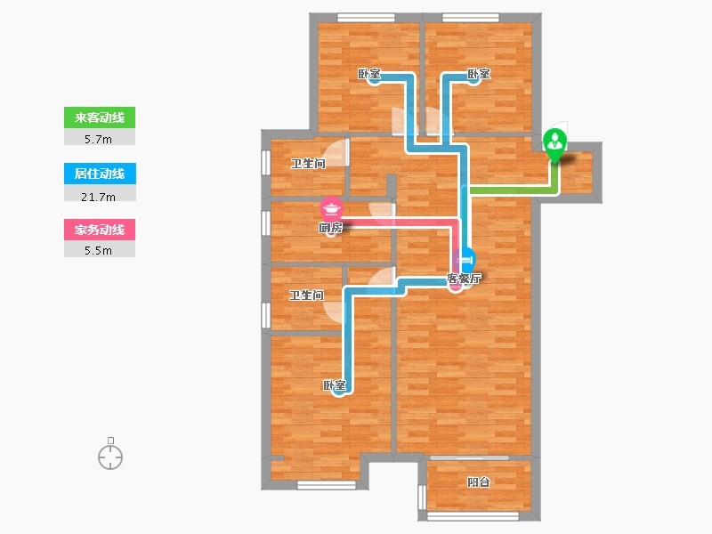 河南省-郑州市-郑州孔雀城D1户型113m²-90.05-户型库-动静线