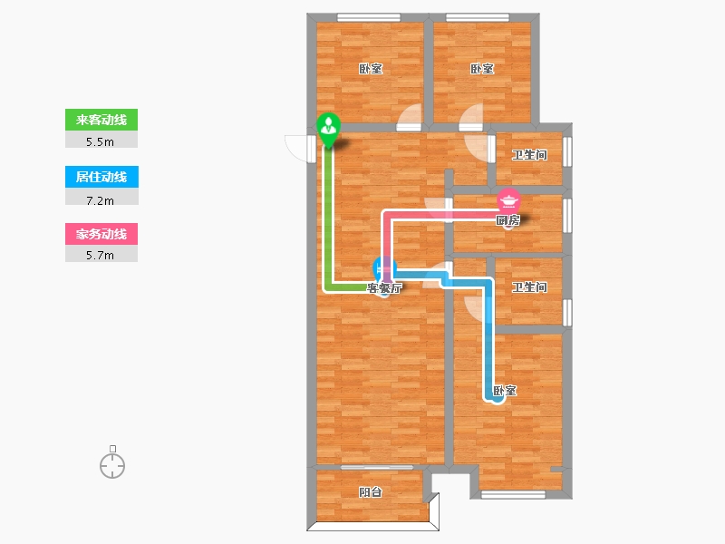 河南省-郑州市-郑州孔雀城D2户型111m²-89.20-户型库-动静线