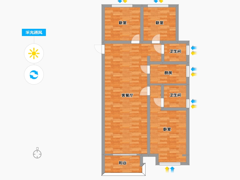 河南省-郑州市-郑州孔雀城D2户型111m²-89.20-户型库-采光通风