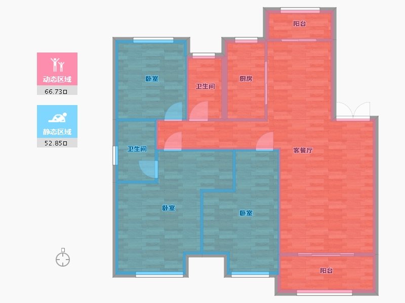 河南省-郑州市-正弘新城A户型137m²-109.48-户型库-动静分区