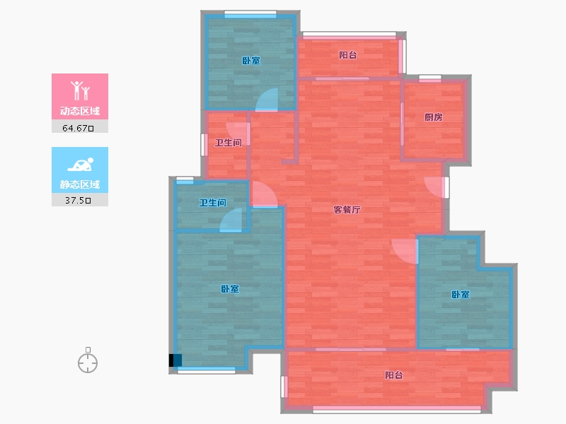 河南省-郑州市-泰美嘉爱尚里A1户型115m²-93.24-户型库-动静分区