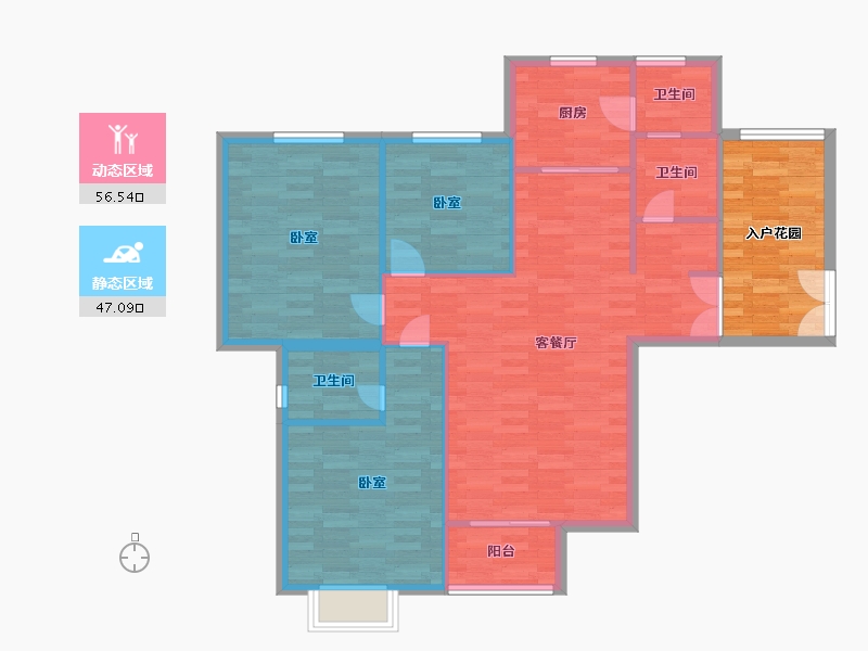 河南省-郑州市-正商玖号院8号楼131m²-105.55-户型库-动静分区