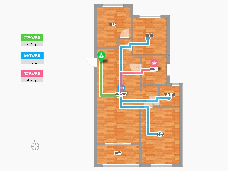 河南省-郑州市-美盛中华城C户型98m²-78.00-户型库-动静线