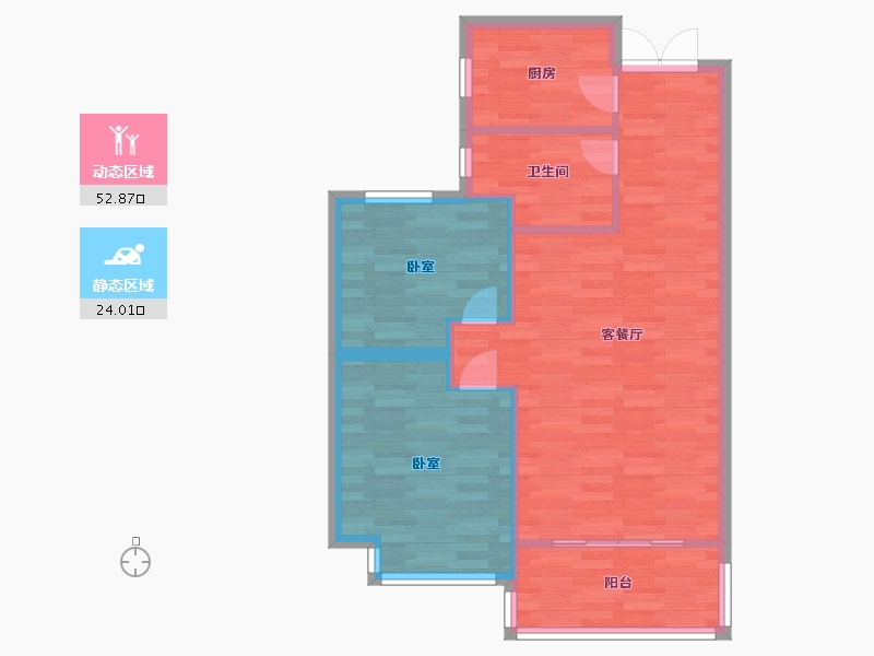 河南省-郑州市-亚星上湖嘉园87㎡户型-70.07-户型库-动静分区