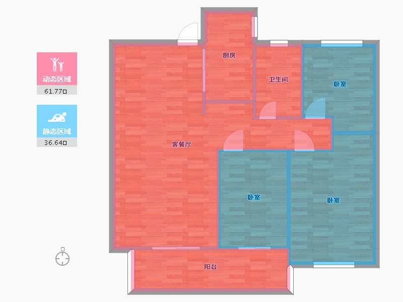 河南省-郑州市-龙吟世家3E户型111m²-90.37-户型库-动静分区