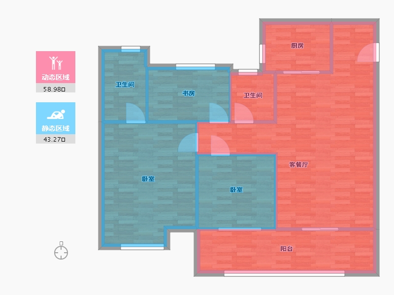 河南省-郑州市-郑州中梁首府壹号A户型116m²-93.47-户型库-动静分区