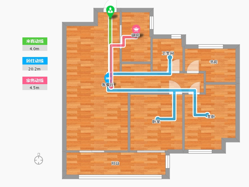 河南省-郑州市-郑州中梁首府壹号B户型99m²-79.30-户型库-动静线