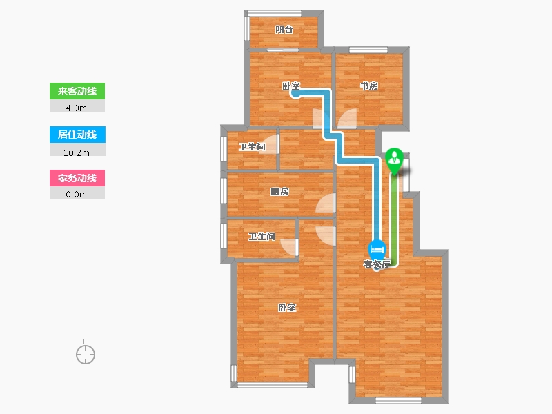 河南省-郑州市-康桥林语镇Y-C1户型122m²-97.10-户型库-动静线