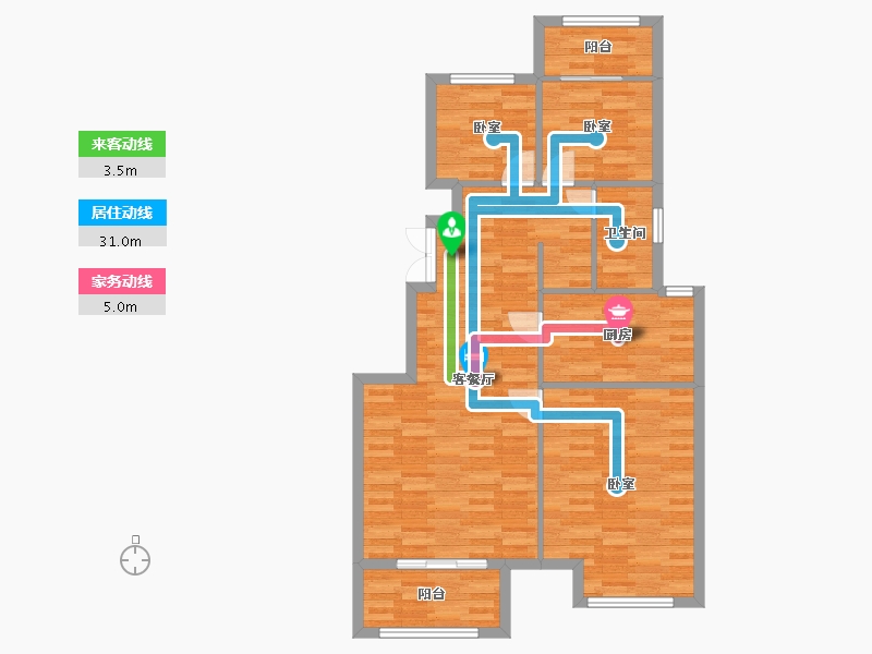 河南省-郑州市-康桥林语镇Y-C2户型106m²-85.59-户型库-动静线