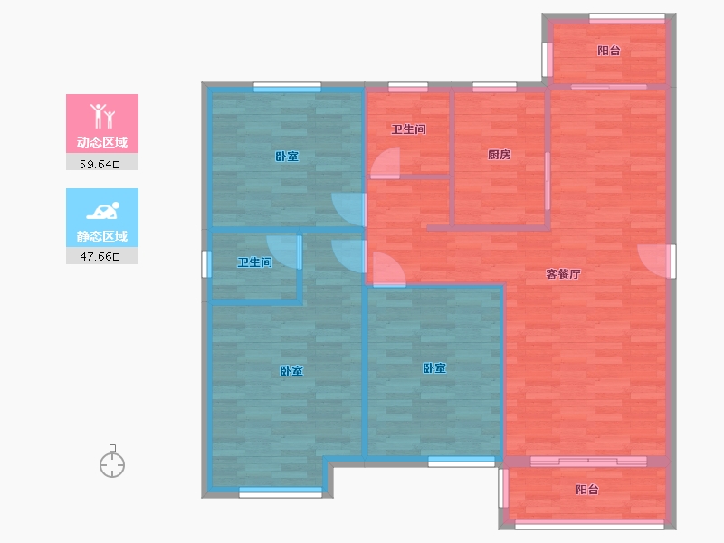 河南省-郑州市-悦府尚书房C-1户型123.68㎡-98.18-户型库-动静分区