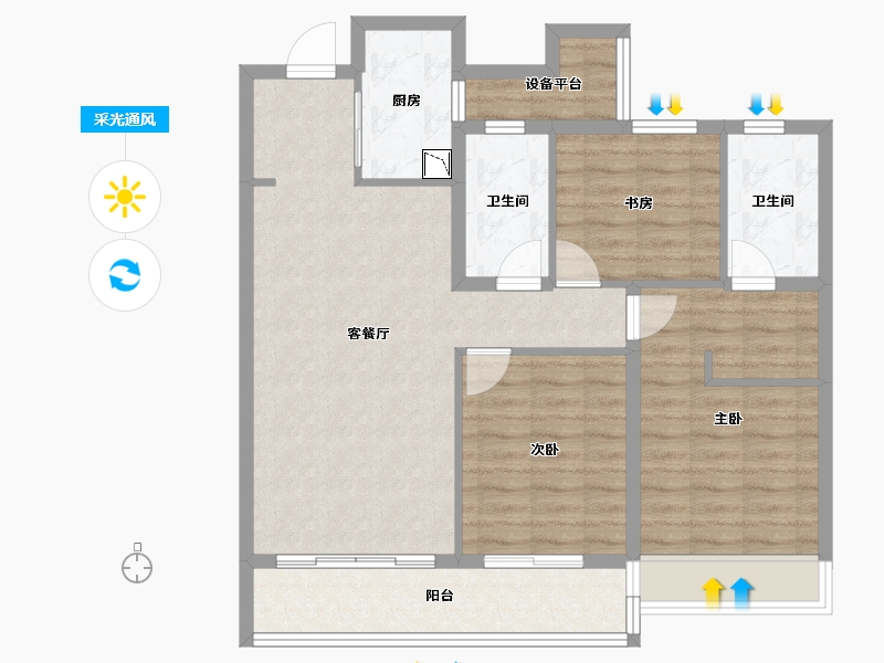 浙江省-杭州市-和宁文华府-89.85-户型库-采光通风