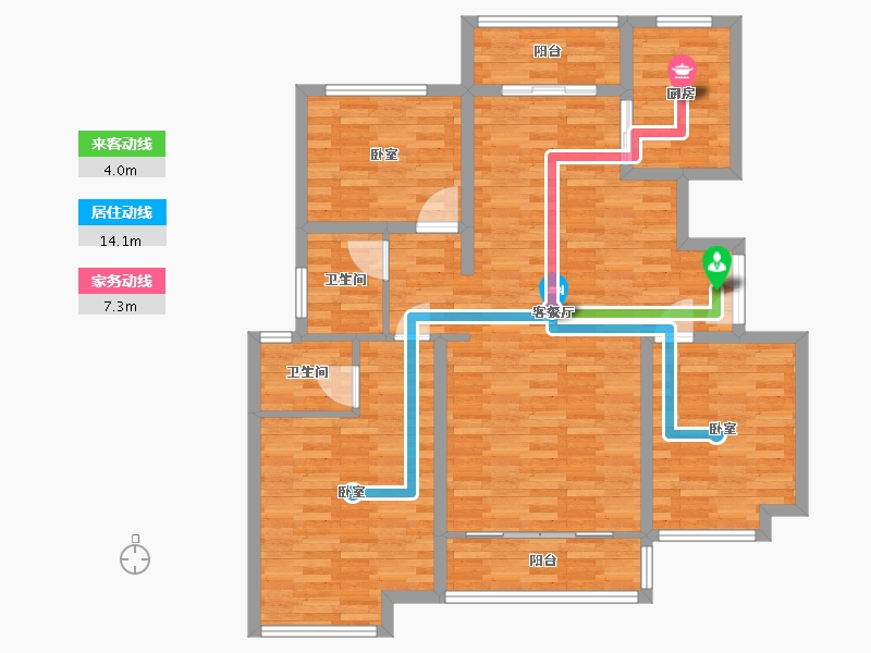 河南省-郑州市-嘉韵公园里M3户型137m²-108.49-户型库-动静线