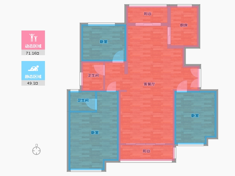 河南省-郑州市-嘉韵公园里M3户型137m²-108.49-户型库-动静分区