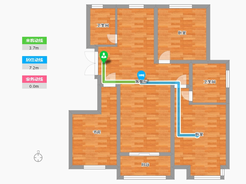 河南省-郑州市-磊鑫尚东郡A2户型112m²-90.04-户型库-动静线