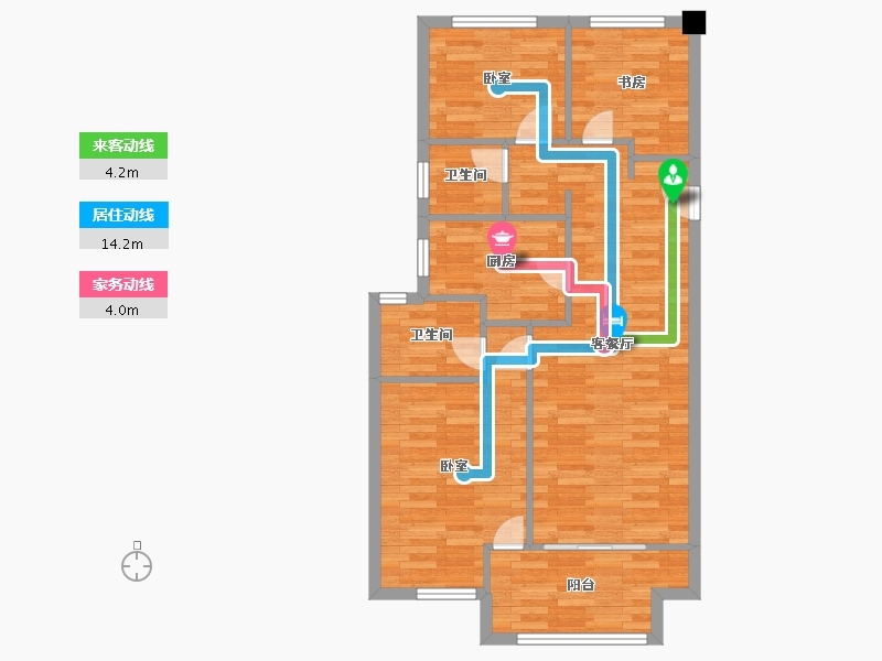 河南省-郑州市-浩创城B3`户型97m²-78.01-户型库-动静线